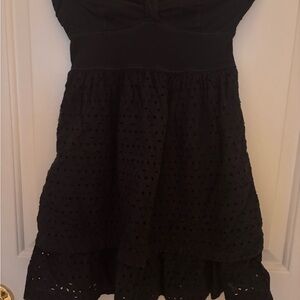 Elegant navy blue Eyelet Dress